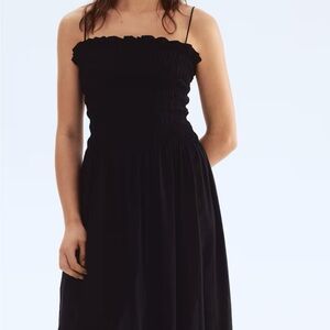 Smocked Women's Black Dress